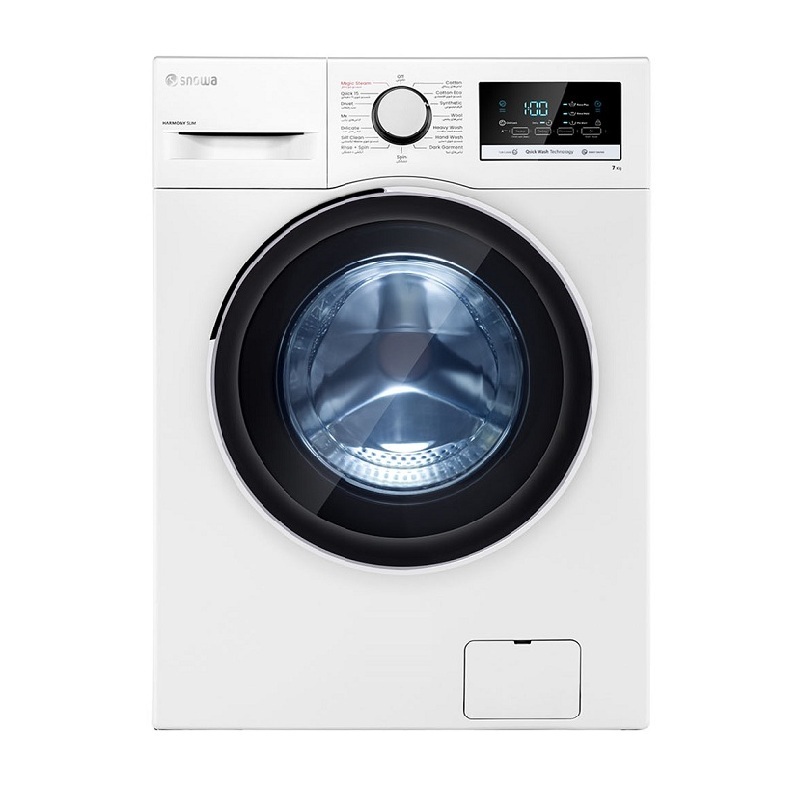 Snowa-SWM-A70W-sharifistore ماشین لباسشویی اسنوا 7 کیلویی مدل SWM-A70W سری هارمونی اسلیم - تصویر 1