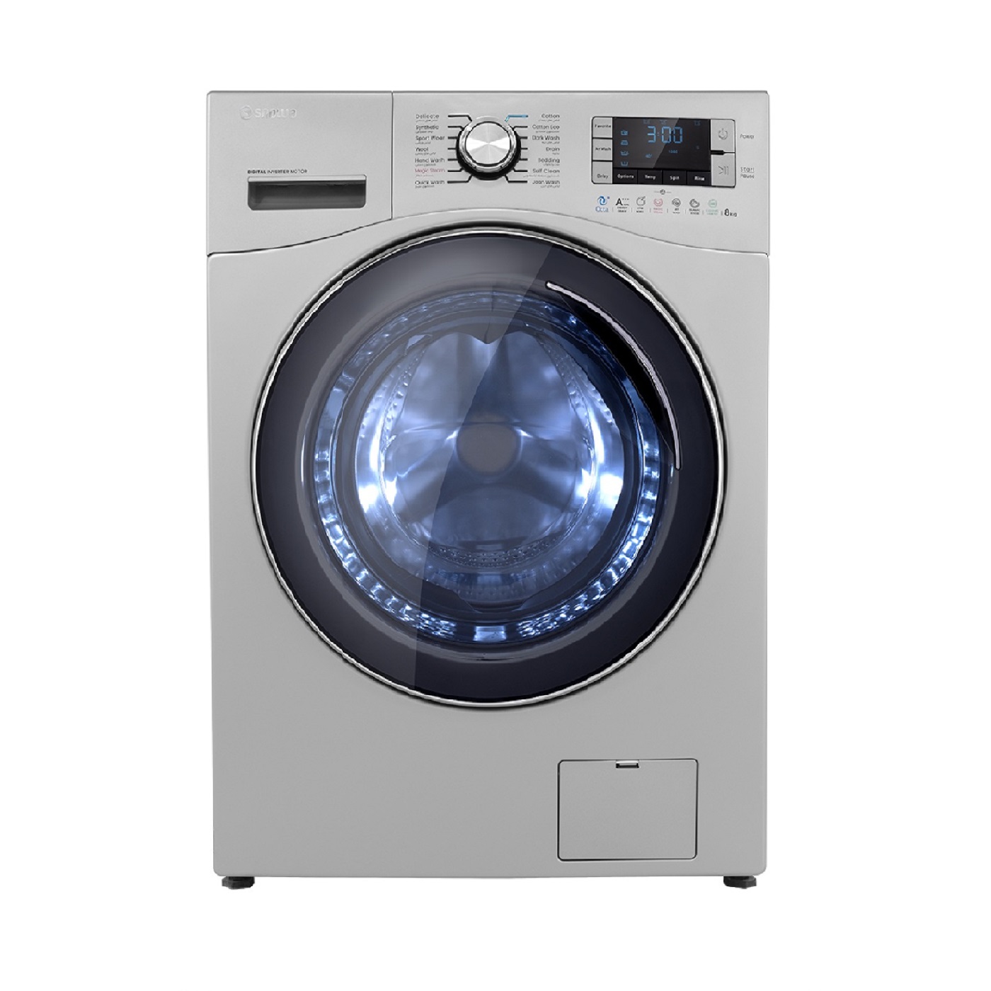 SNOWA-SWM-D80S-SHARIFISTORE ماشین لباسشویی اسنوا 8 کیلویی مدل SWM-D80S سری آوین رنگ سیلور - تصویر 1